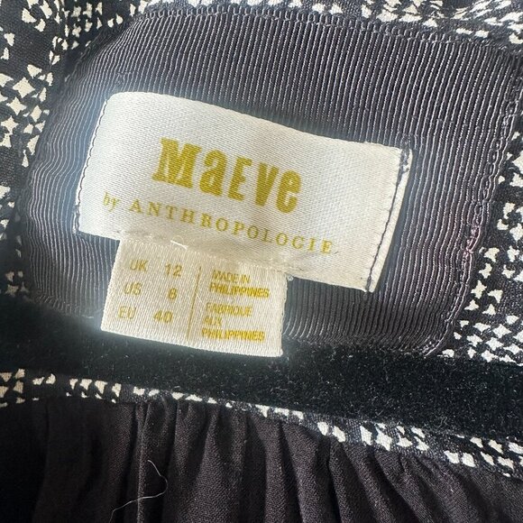 MAEVE for Anthropologie Myka Black Print Wide Leg Jumpsuit with Tie Size 8 - Picture 10 of 12